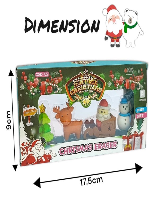 TERA13 Merry Christmas Erasers (3 Set) Smudge-Free Cute Pencil Erasers, Cute Eraser with Santa, Snowman & Tree Stationery Gift for Kids, Holiday School Supplies, Party Favors - Image 2